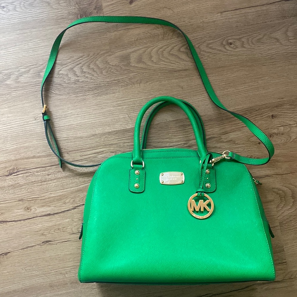 Green Saffiano Leather Michael Kors Handbag